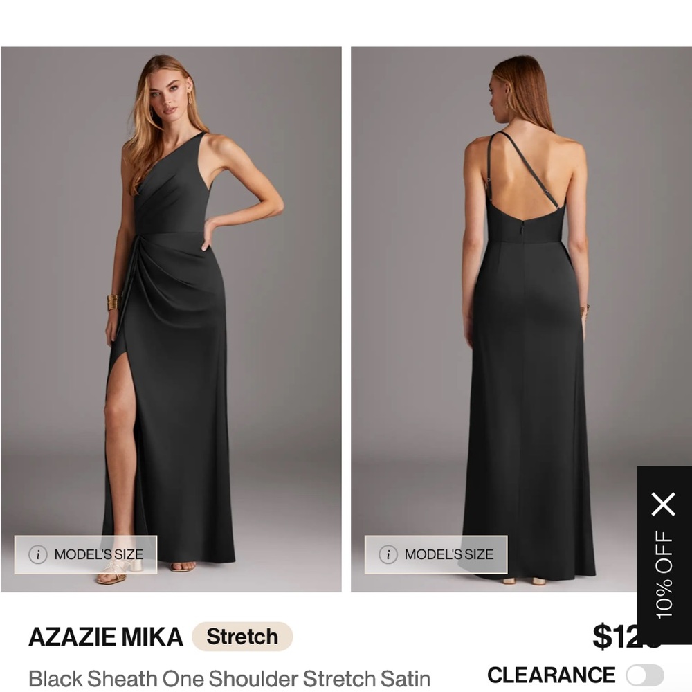 Azazie Mika One Shoulder Black Gown